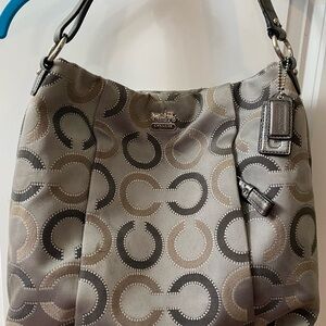 Coach Black and Gray Patterned Hobo Bag